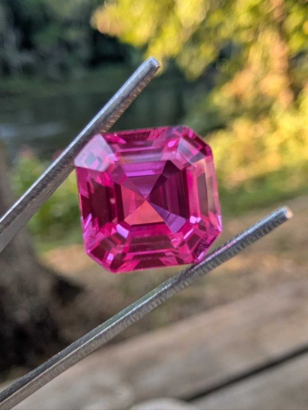 Stunning 7.7 Ct Hot Pink Asscher Cut Sapphire